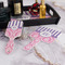 Pink & Purple Damask Hair Brush and Hand Mirror - Bathroom Scene
