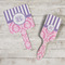 Pink & Purple Damask Hand Mirrors - In Context