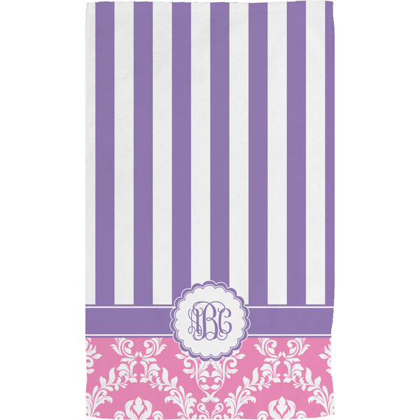 Pink & Purple Damask Hand Towel (Personalized)