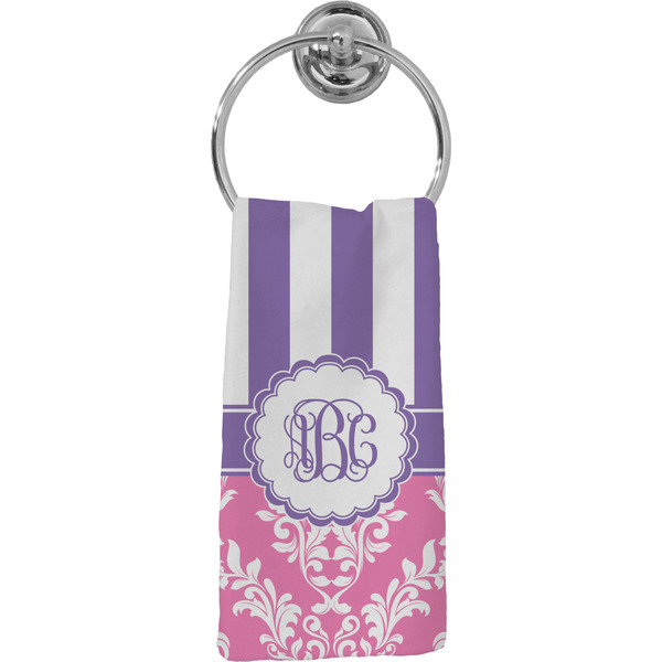 Custom Pink & Purple Damask Hand Towel - Full Print (Personalized)