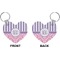 Pink & Purple Damask Heart Keychain (Front + Back)