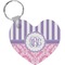 Pink & Purple Damask Heart Keychain (Personalized)
