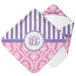 Pink & Purple Damask Hooded Baby Towel (Personalized)