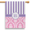 Pink & Purple Damask 28" House Flag - Single Sided (Personalized)
