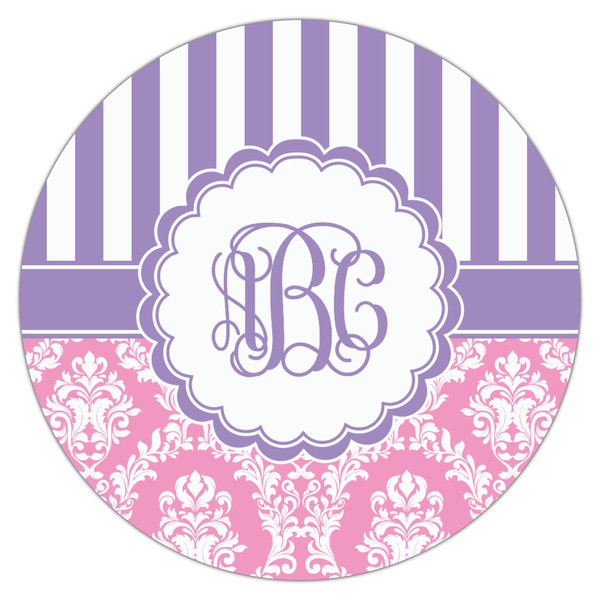Pink & Purple Damask Icing Circle - Large - Single