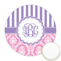 Pink & Purple Damask Printed Cookie Topper - 2.5" (Personalized)