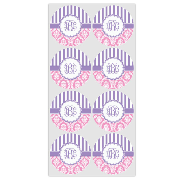 Pink & Purple Damask Icing Circle - Medium - Set of 8