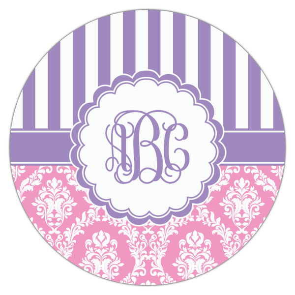 Pink & Purple Damask Icing Circle - Medium - Single
