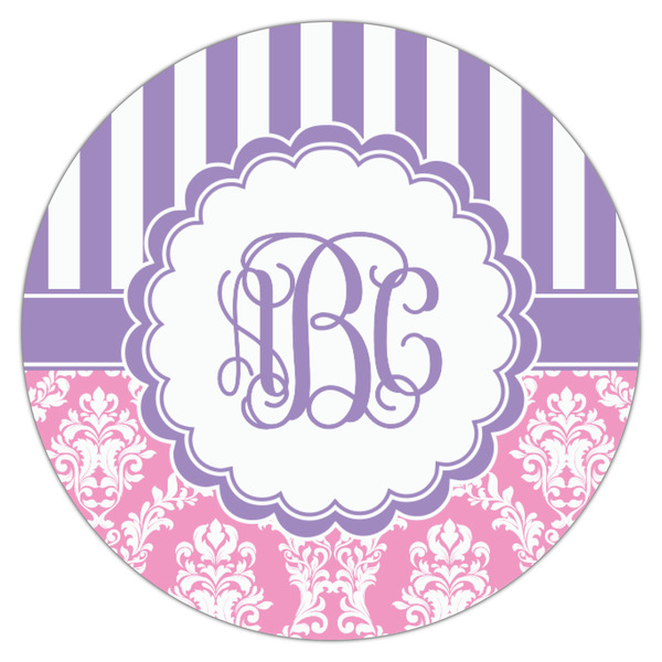 Pink & Purple Damask Icing Circle - Small - Single