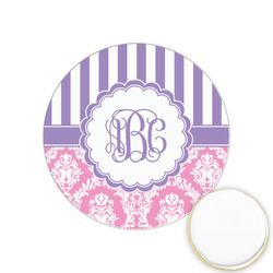 Pink & Purple Damask Printed Cookie Topper - 1.25" (Personalized)