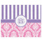 Pink & Purple Damask Indoor / Outdoor Rug - 8'x10' - Front Flat