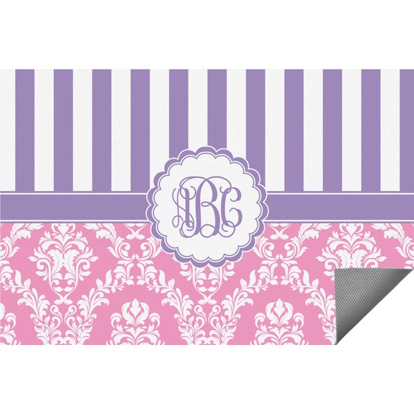 Custom Pink & Purple Damask Indoor / Outdoor Rug - 3'x5' (Personalized)