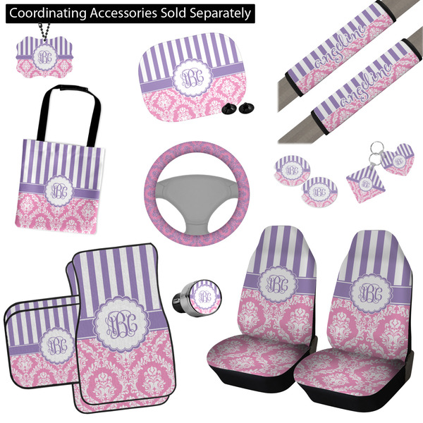 Pink & Purple Damask Interior Car Accessories