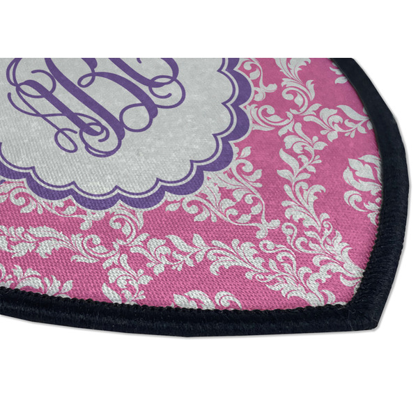 Pink & Purple Damask Iron on Shield 3 Detail