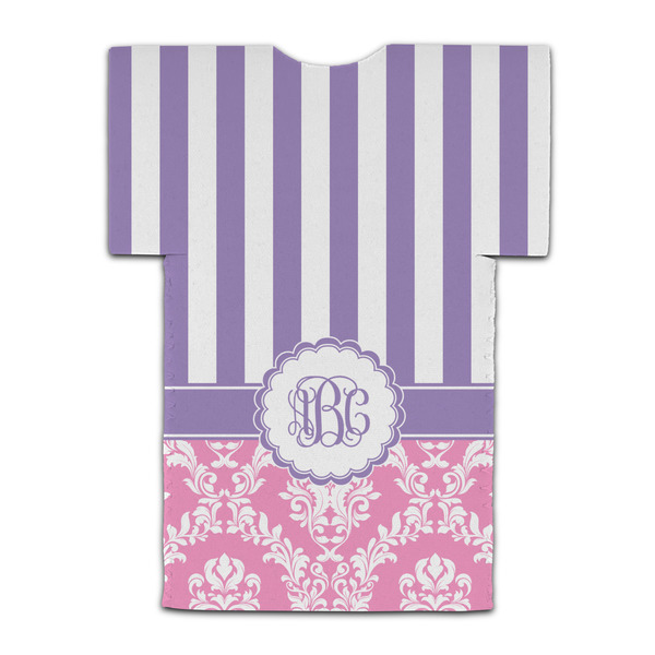 Pink & Purple Damask Jersey Bottle Cooler - BACK (flat)