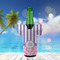 Pink & Purple Damask Jersey Bottle Cooler - LIFESTYLE