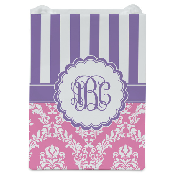 Pink & Purple Damask Jewelry Gift Bag - Gloss - Front