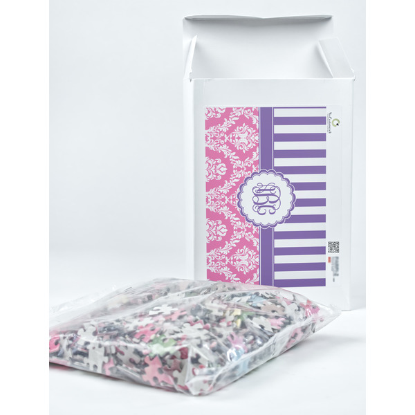 Pink & Purple Damask Jigsaw Puzzle 1014 Piece - Box