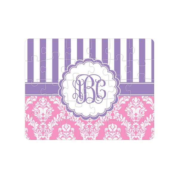 Custom Pink & Purple Damask Jigsaw Puzzles (Personalized)
