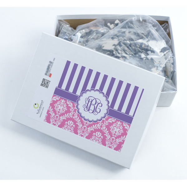 Pink & Purple Damask Jigsaw Puzzle 500 Piece - Box