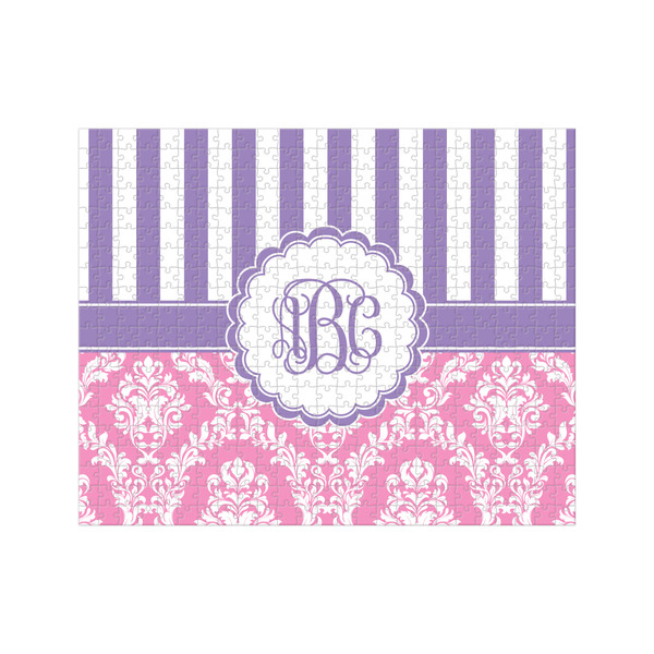 Custom Pink & Purple Damask 500 pc Jigsaw Puzzle (Personalized)