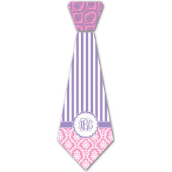 Pink & Purple Damask Iron On Tie - 4 Sizes w/ Monogram