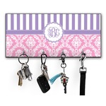 Pink & Purple Damask Key Hanger w/ 4 Hooks w/ Monogram