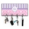 Pink & Purple Damask Key Hanger w/ 4 Hooks & Keys