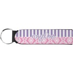 Pink & Purple Damask Neoprene Keychain Fob (Personalized)