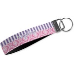 Pink & Purple Damask Webbing Keychain Fob - Small (Personalized)