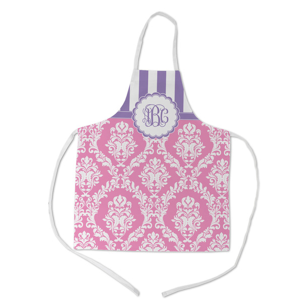 Custom Pink & Purple Damask Kid's Apron - Medium (Personalized)