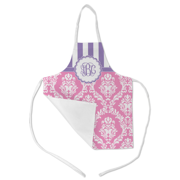 Pink & Purple Damask Kid's Aprons - Medium - Main (med/lrg)
