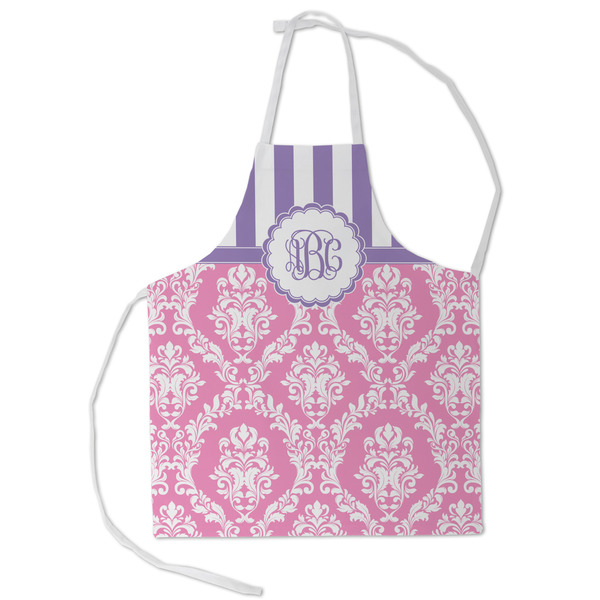 Custom Pink & Purple Damask Kid's Apron - Small (Personalized)