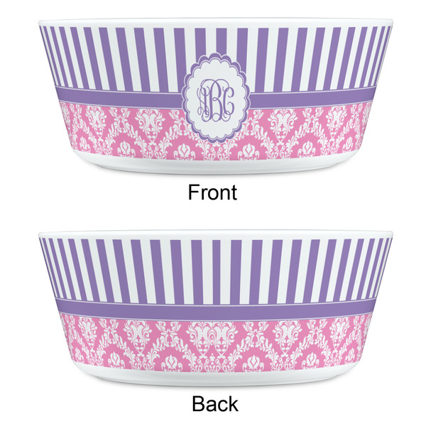 Pink & Purple Damask Kids Bowls - APPROVAL