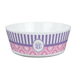 Pink & Purple Damask Kid's Bowl (Personalized)