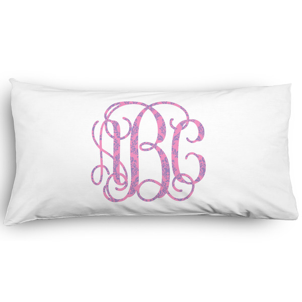 Custom Pink & Purple Damask Pillow Case - King - Graphic (Personalized)