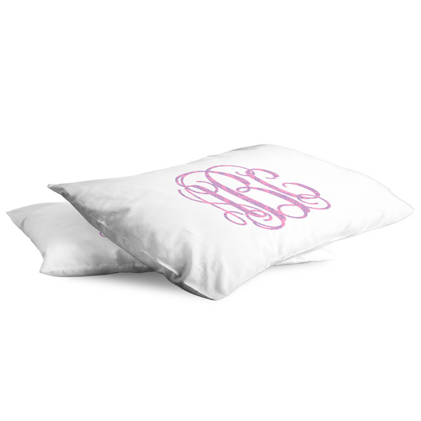 Pink & Purple Damask King Pillow Case - TWO (partial print)