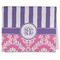 Pink & Purple Damask Kitchen Towel - Poly Cotton - Folded Half