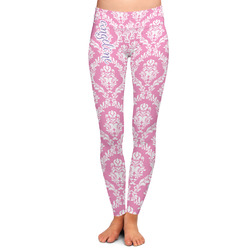 Pink & Purple Damask Ladies Leggings - Extra Small (Personalized)