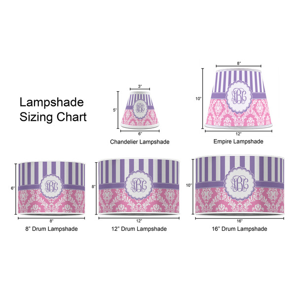 Pink & Purple Damask Lampshade Sizing Chart