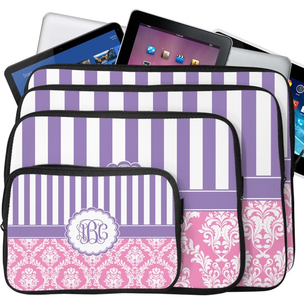 Pink & Purple Damask Laptop Case Sizes