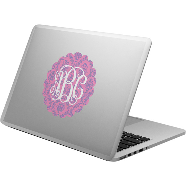 Custom Pink & Purple Damask Laptop Decal (Personalized)