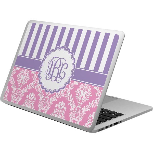 Custom Pink & Purple Damask Laptop Skin - Custom Sized (Personalized)