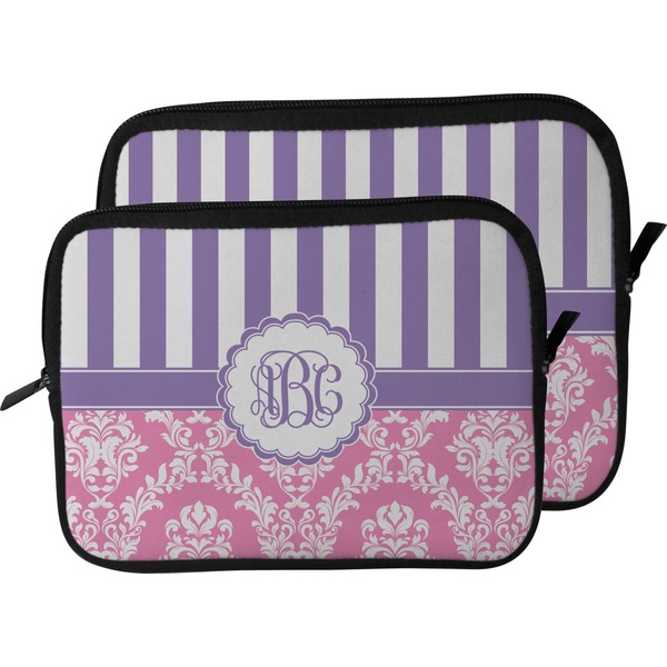 Pink & Purple Damask Laptop Sleeve (Size Comparison)