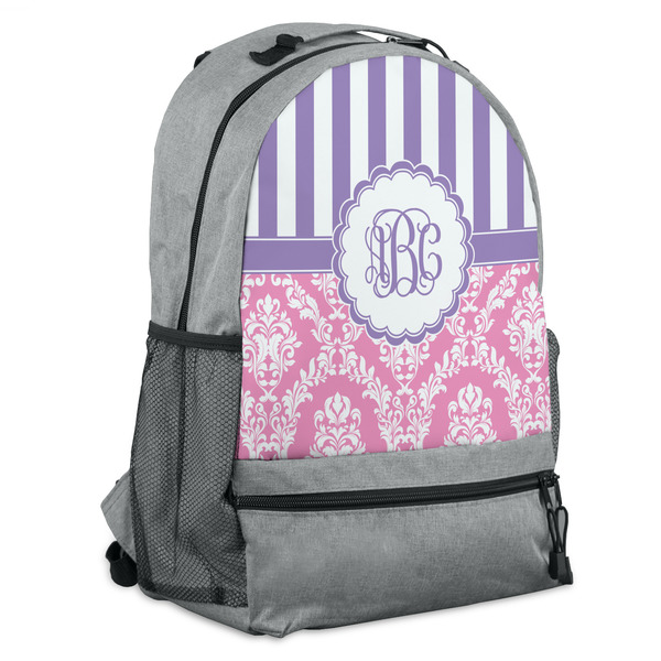 Custom Pink & Purple Damask Backpack (Personalized)