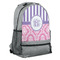 Pink & Purple Damask Large Backpack - Gray - Angled View