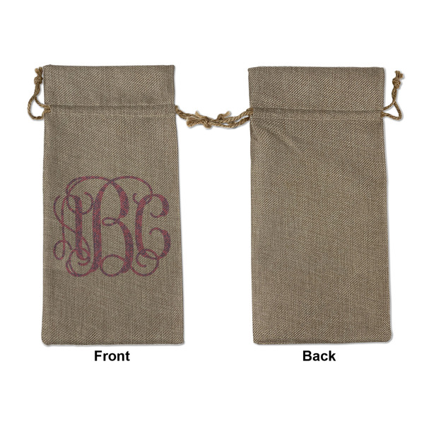 Pink & Purple Damask Large Burlap Gift Bags - Front Approval