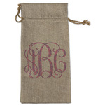 Pink & Purple Damask Large Burlap Gift Bag - Front (Personalized)