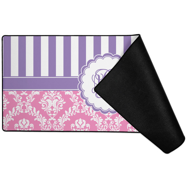 Pink & Purple Damask Large Gaming Mats - FRONT W/ FOLD