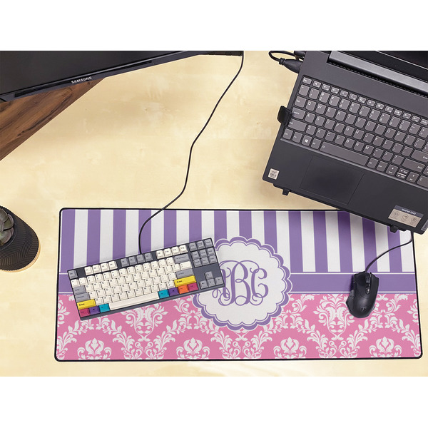 Pink & Purple Damask Large Gaming Mats - LIFESTYLE